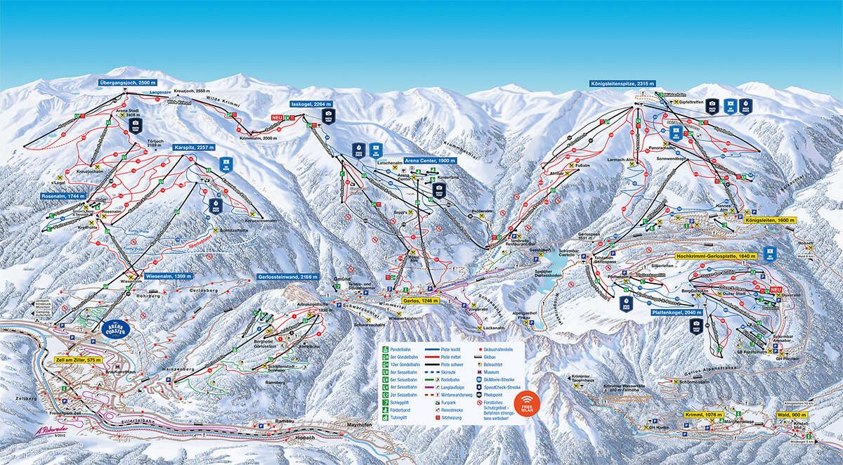 Pistenkarte der Zillertal Arena