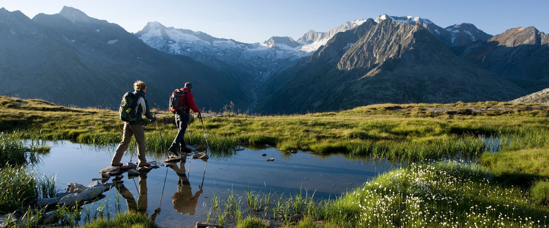 Hiking to the Olperer hut Zillertal