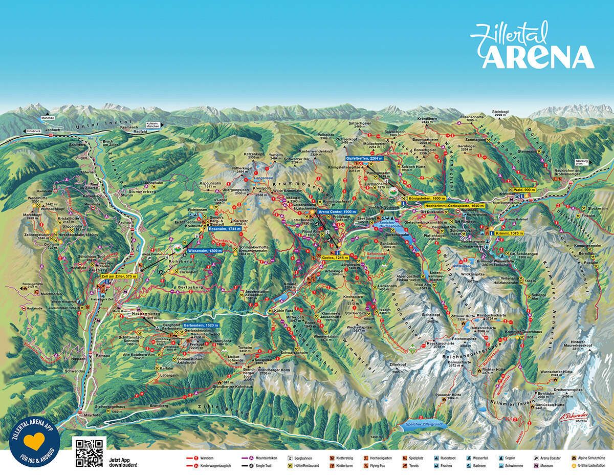 Wanderkarte des Zillertals