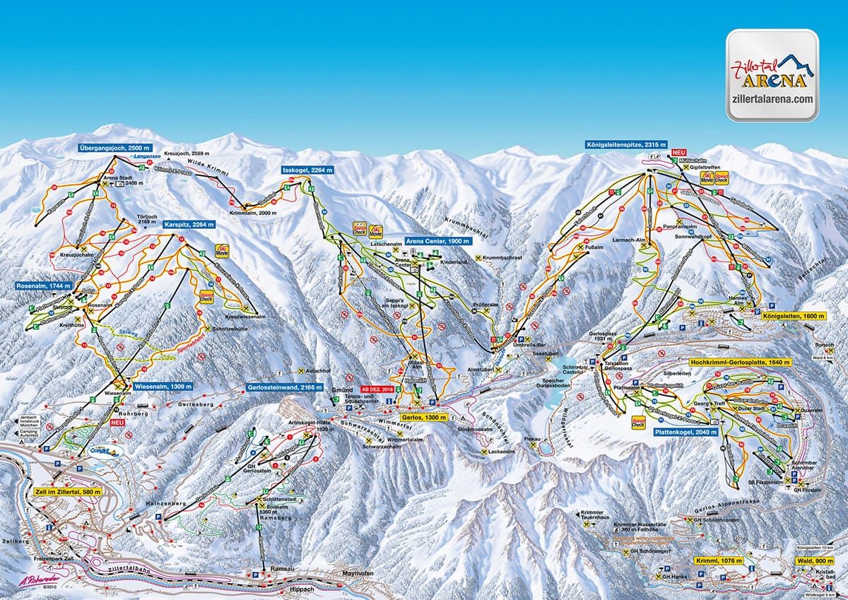 Slope map Zillertal Arena